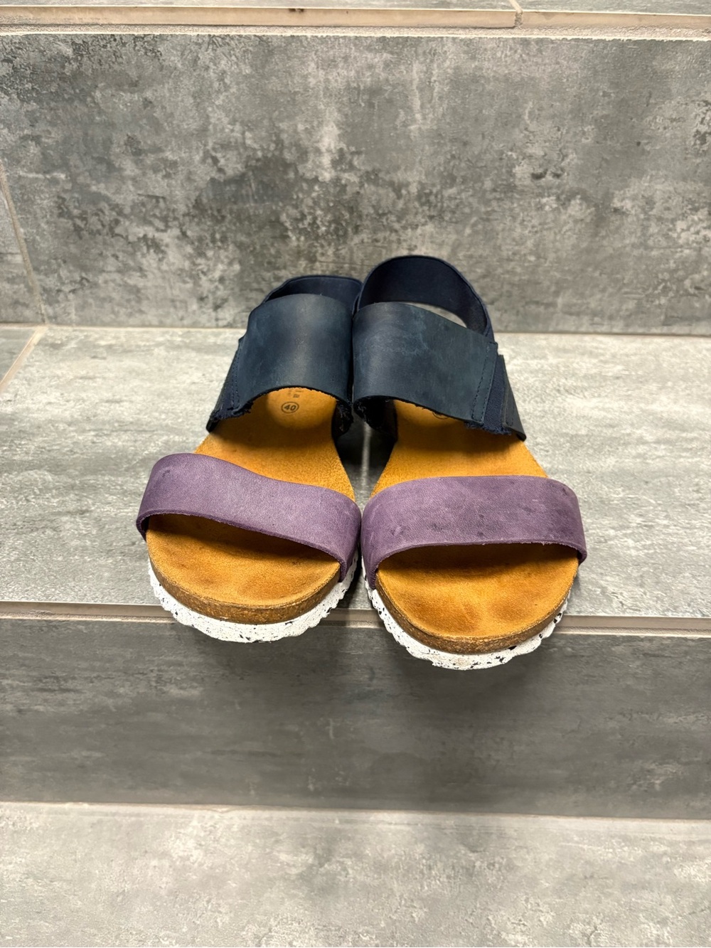 Lola Sabbia for ERIC MICHAEL Blue/Purple Leather Sandals EU 40 | US 9-9.5